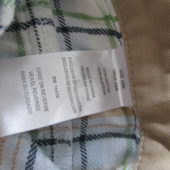 2 Pc Button Up Shirt Pants Outfit Boys Size‎ 3-6M Tan Plaid Long Sleeve Khaki - Picture 4 of 10